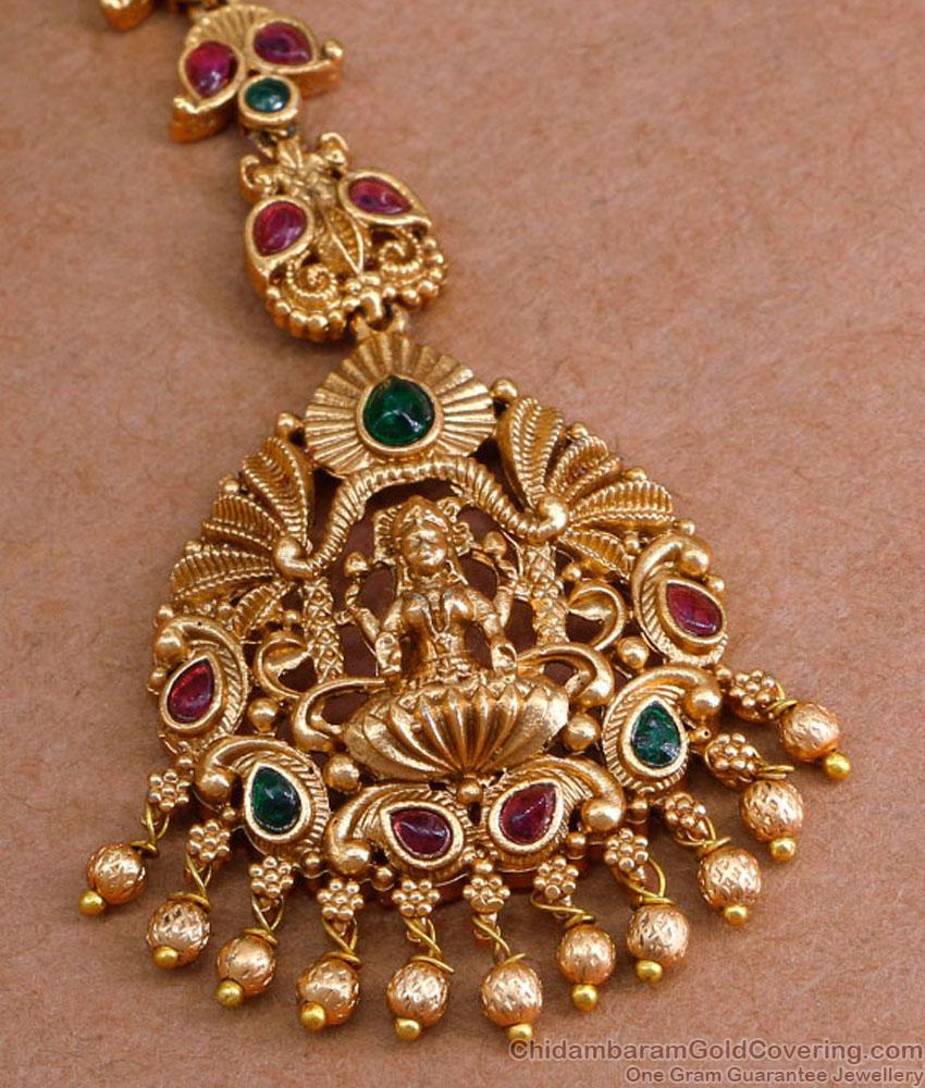 Attractive Bridal Wear Kemp Stone Antique Gold Maang Tikka NCHT451 Attractive Bridal Wear Kemp Stone Antique Gold Maang Tikka NCHT451