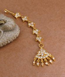 Full White Stone Impon Panchaloha Nethichutti For Function Wear NCHT455