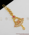 Bridal Design AD Ruby Stone Maang Tikka Gold Leaf Short Nethichutti NCHT46