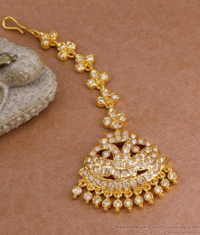 Beautiful Five Metal White Stone Maang Tikka For Women Fashion NCHT460