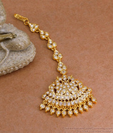 Premium Quality Bridal Wear Gold Impon Maang Tikka Design Online NCHT462