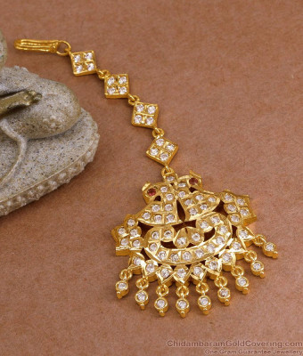 Original Impon Panchaloha Bridal Nethichutti Peacock Design With Stones NCHT465