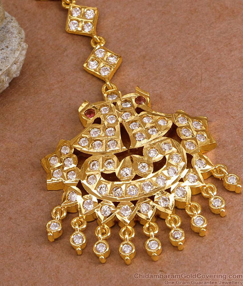 Original Impon Panchaloha Bridal Nethichutti Peacock Design With Stones NCHT465