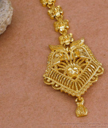 Plain Micro Gold Polish Maang Tikka Collections For Wedding NCHT474