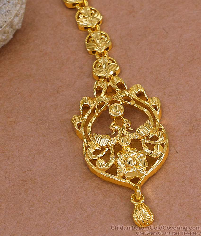 Premium Quality Gold Imitation Nethichutti Peacock Design For Brides NCHT475 Premium Quality Gold Imitation Nethichutti Peacock Design For Brides NCHT475