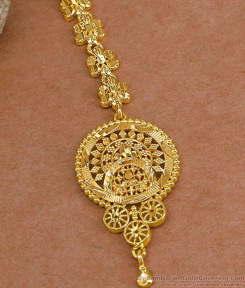 Elegant 22K Gold Finish South Indian Bridal Nethichutti NCHT477 Elegant 22K Gold Finish South Indian Bridal Nethichutti NCHT477