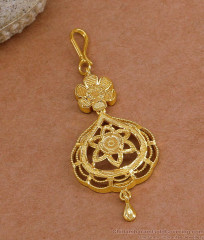 Traditional Gold Plated Short Maang Tikka Floral Design NCHT478