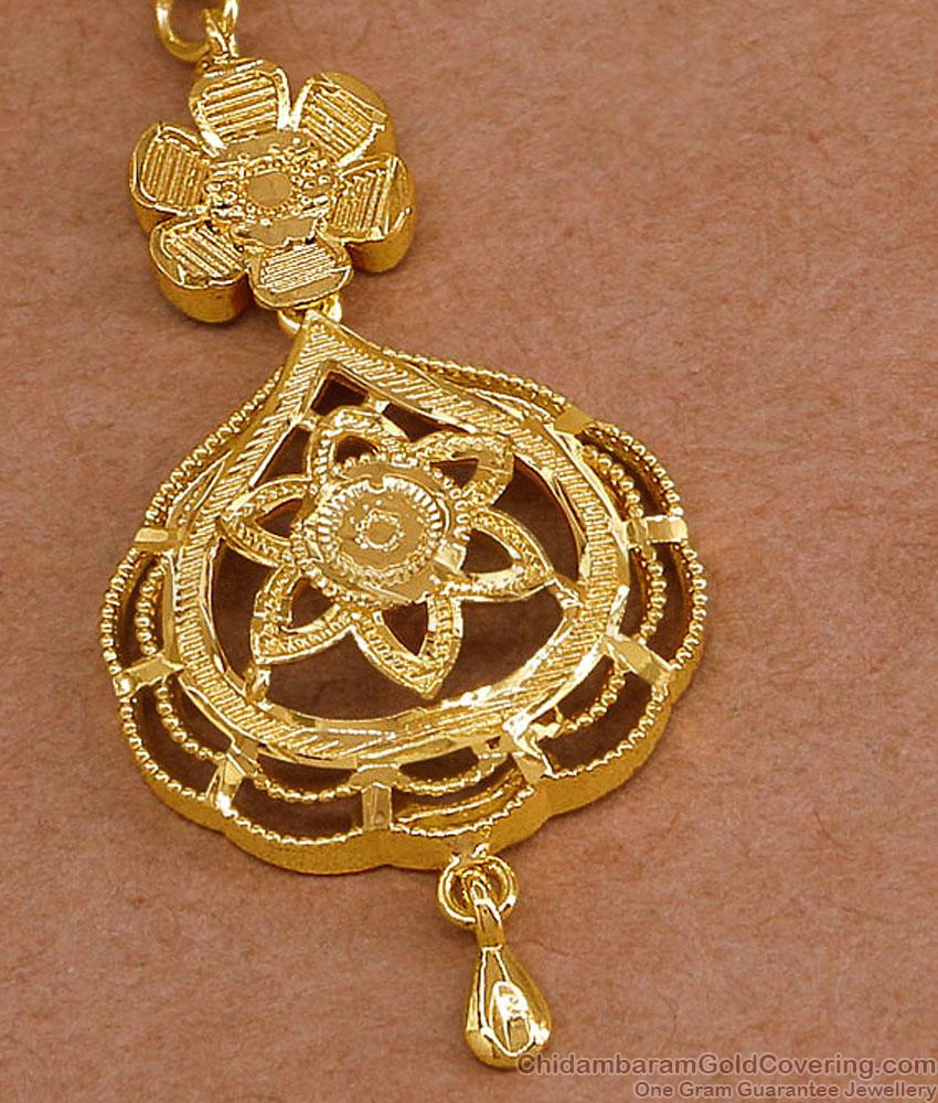 Traditional Gold Plated Short Maang Tikka Floral Design NCHT478 Traditional Gold Plated Short Maang Tikka Floral Design NCHT478