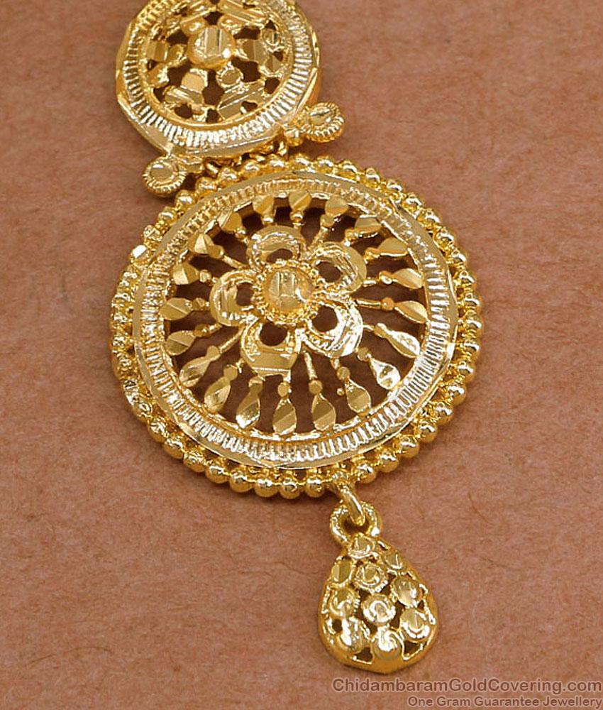 Premium Quality 1 Gram Gold Short Tikka Flower Design NCHT481