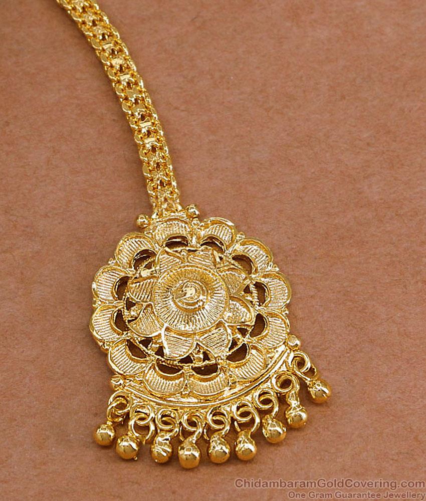 Light Weight Flower Design Gold Finish Nethichutti For Women NCHT487