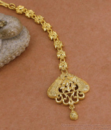 Real Gold Look Plain Maang Tikka Mango Design For Wedding NCHT490