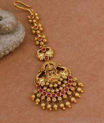 Grand Gajalakshmi Design Ruby Kemp Stone Maang Tikka Antique Collections NCHT493