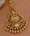 New Arrival Matte Finish Antique Gold Nethichutti With Kemp Stone NCHT494