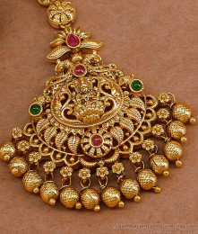 High Quality Nagas Bridal Wear Antique Gold Maang TIkka Lakshmi Design NCHT495 High Quality Nagas Bridal Wear Antique Gold Maang TIkka Lakshmi Design NCHT495