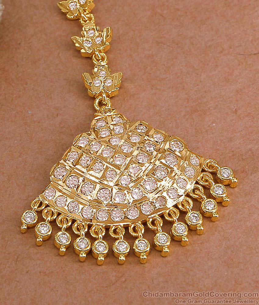 Premium Quality Impon Nethichutti White Stone Design NCHT496 Premium Quality Impon Nethichutti White Stone Design NCHT496