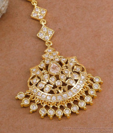 Latest Full White Stone 5 Metal Maang Tikka For Brides NCHT497