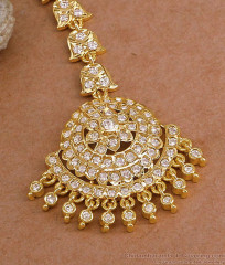 Grand Bridal Wear White Stone Impon Nethichutti Design NCHT499
