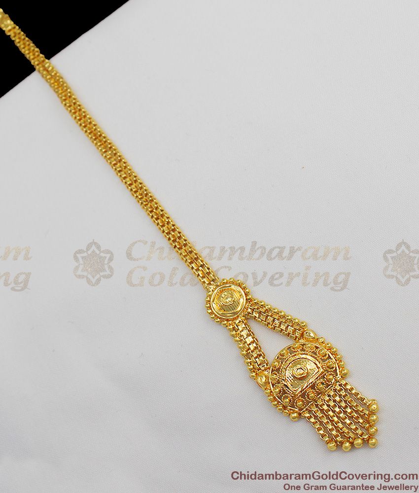 Long Nethichutti Gold Inspired Traditional Pattern Mang Patti For Wedding NCHT59