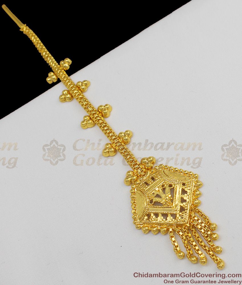Traditional Big Dollar Gold Finish Mang Patti Long Hair Ornament For Ladies NCHT63
