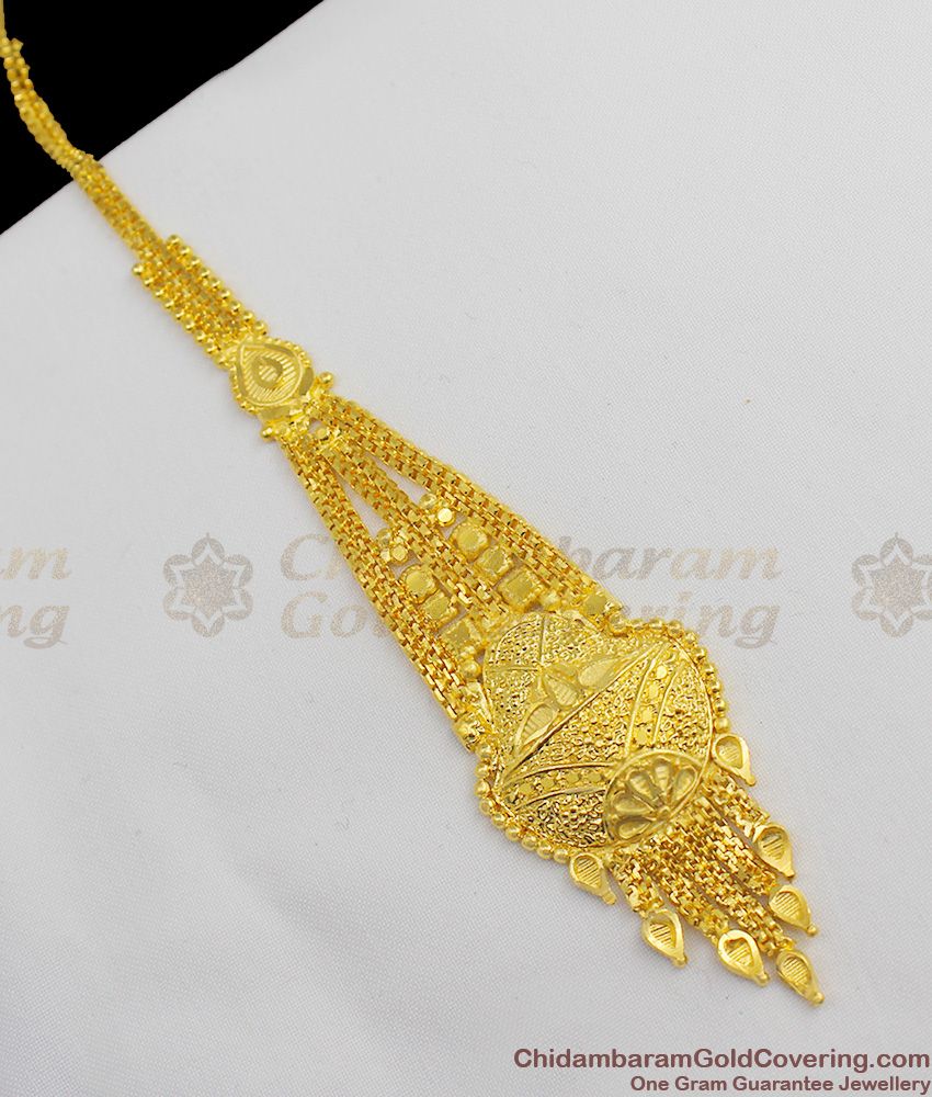 Grand Pure Gold Forming Design Maang Tikka Bridal Droplet Nethichutti NCHT64