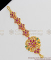 Marvelous Ruby Green Stone Flower Design Gold Mang Patti Bridal Nethichuti NCHT66
