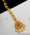 Innovative Gold Plated Nethichuti With Multi Color Peacock Design Stones NCHT78