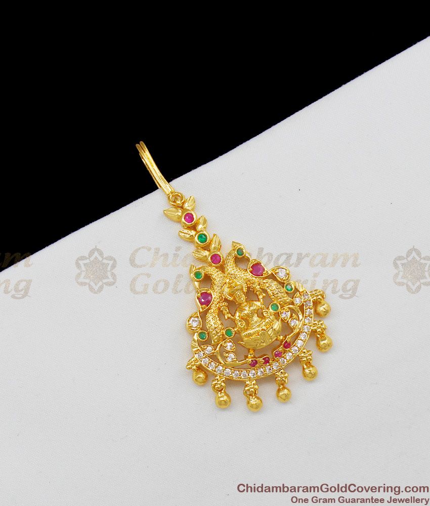 Short Lakshmi Design Gold Plated With Multi Stones Papadi Billa Jewelry NCHT86