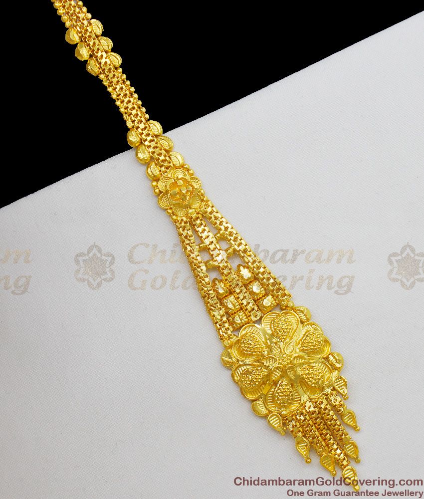 Luxury Look Flower Model Gold Forming Nethichutti Jewellery For Marriage NCHT90