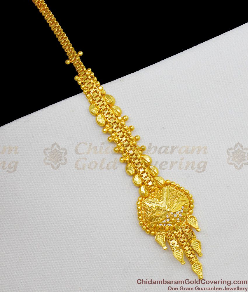 Traditional Leaf Model Gold Forming Bridal Maang Tikka Jewelry New Arrival NCHT91