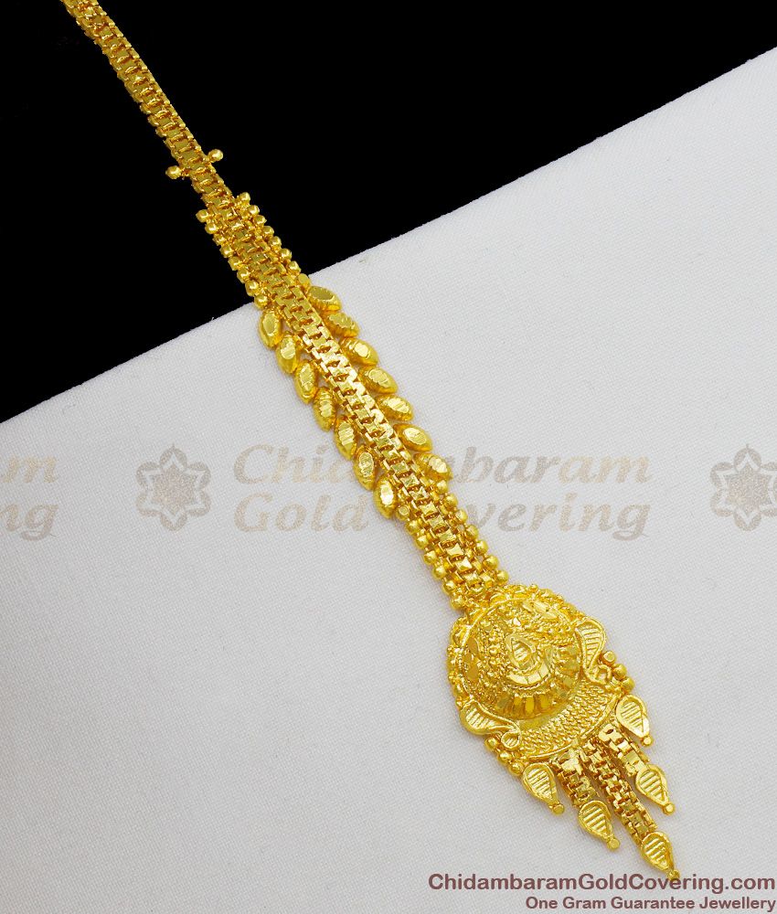 Excellent Droplet Model Forming Maang Tikka Gold Bridal Jewelry Set For Brides NCHT92