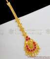 Attractive Ruby Stone Gold Inspired Design Bridal Mang Patti With Beads NCHT99