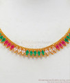 Multi Color Stone Mullai Design Gold Necklace Shop Online NCKN2332