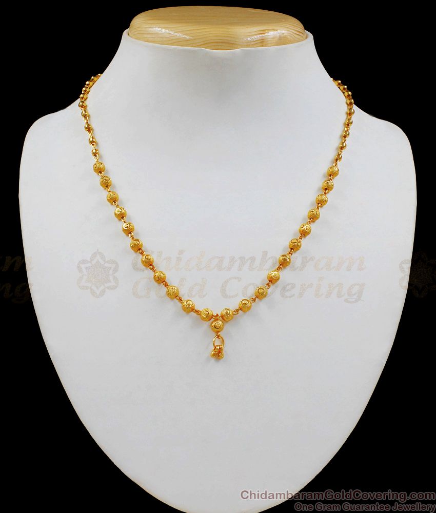 Traditional Small Ball Design Gold Plated Short Chain For Daily Wear CHNS1062