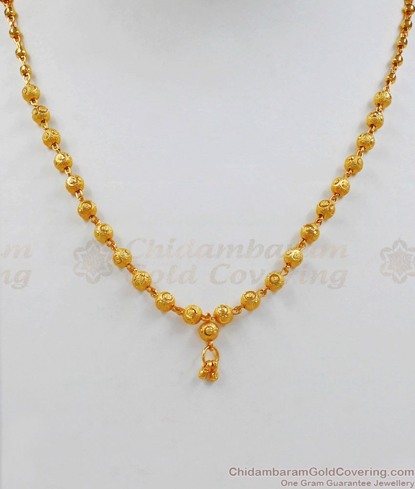 Traditional Small Ball Design Gold Plated Short Chain For Daily Wear CHNS1062