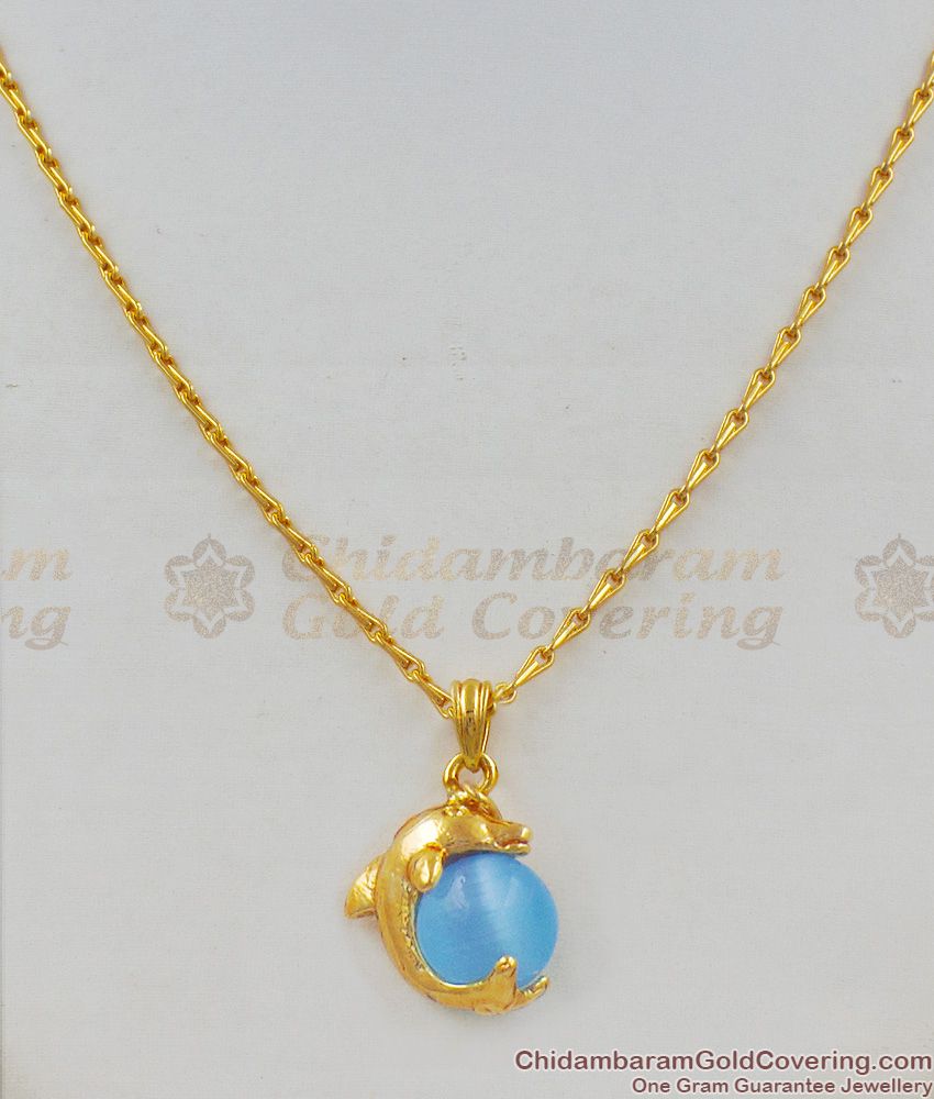 Dolphin Design Blue Ball Gold Pendant For Girls And Ladies SMDR309