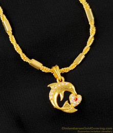 Valentine Special One Gram Dolphin Stone Pendant for Girls SMDR193 Valentine Special One Gram Dolphin Stone Pendant for Girls SMDR193