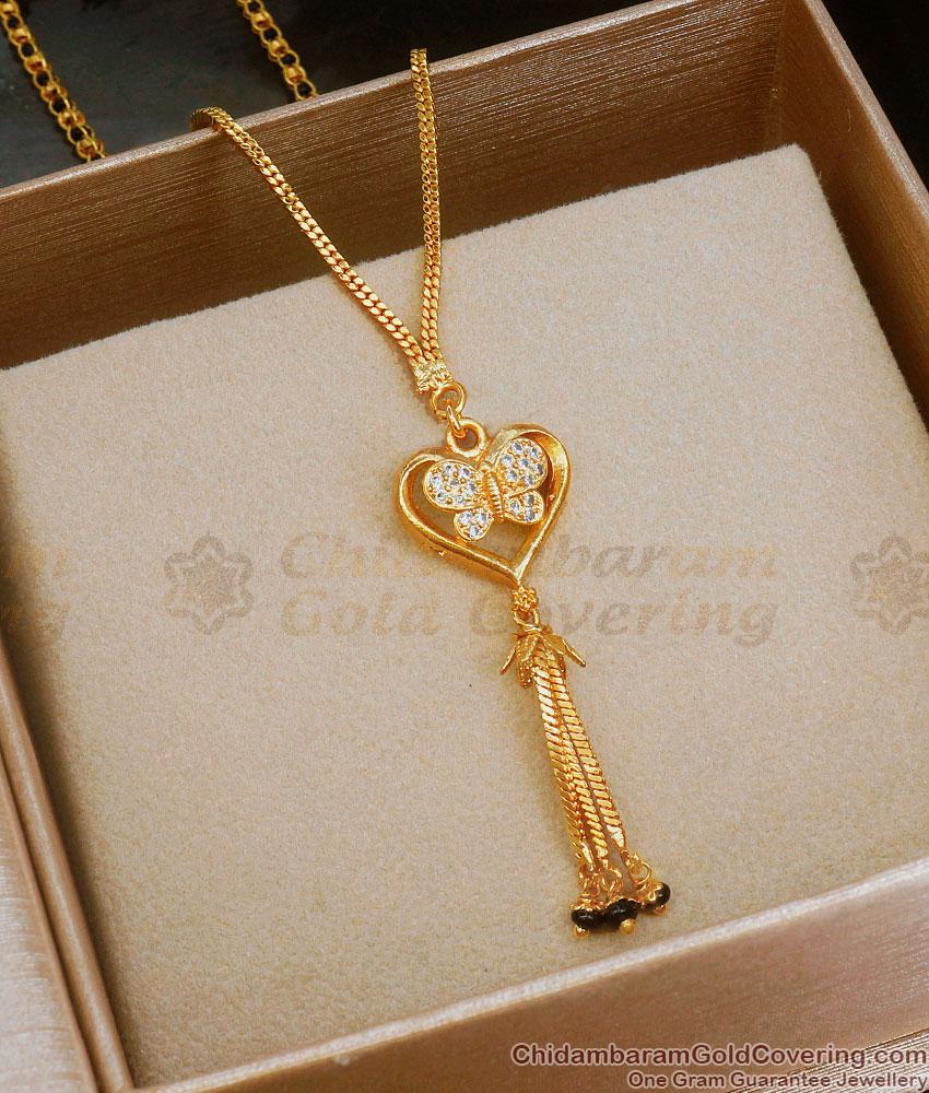 Heart Touching Gold Plated Short Pendant Chain Butterfly Design SMDR2008