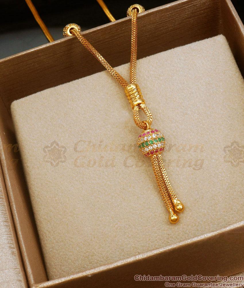 Buy Trendy Gold Plated Multi Color Ball Design Pendant Chain Shop Online SMDR2013