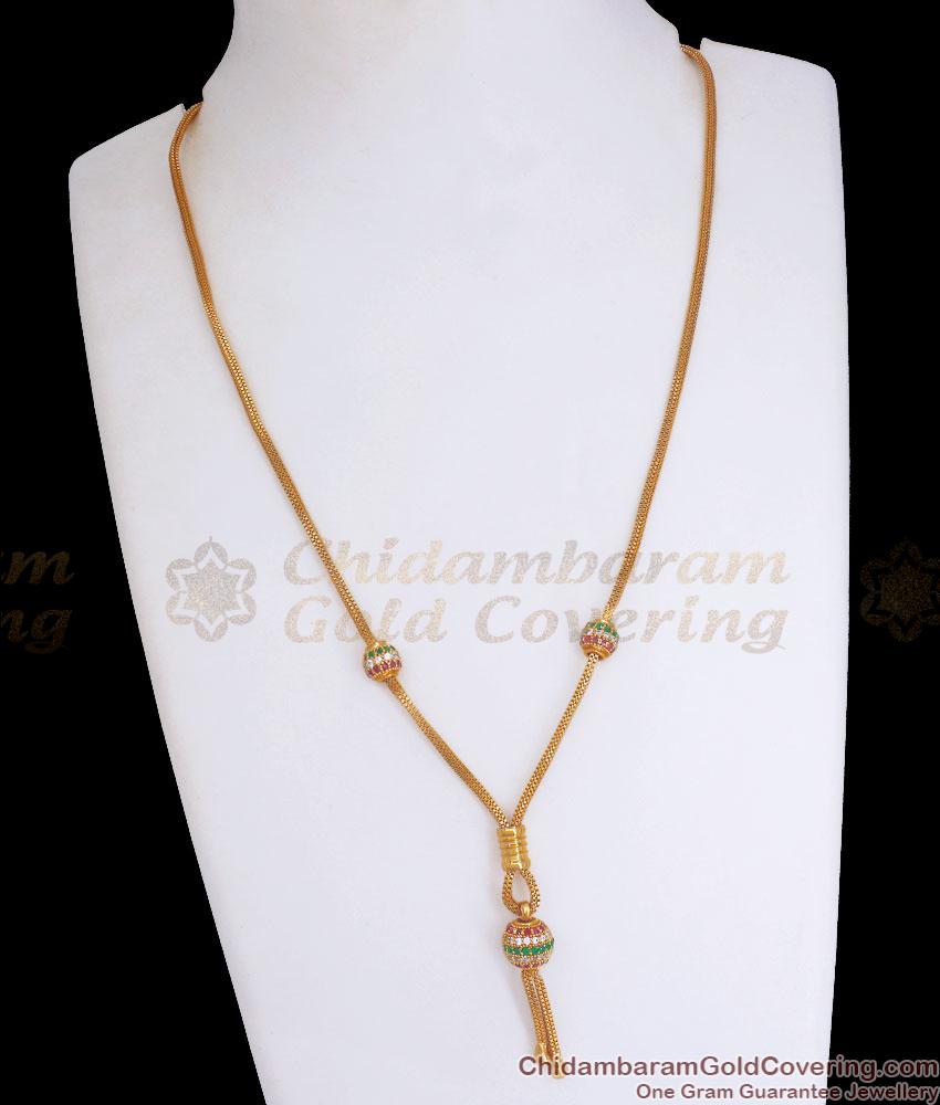 Buy Trendy Gold Plated Multi Color Ball Design Pendant Chain Shop Online SMDR2013