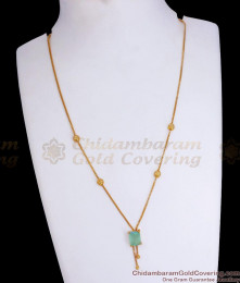 Stylish Aqua Green Pastel Stone 1 Gram Gold Small Pendant Chain SMDR2014 Stylish Aqua Green Pastel Stone 1 Gram Gold Small Pendant Chain SMDR2014