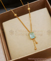 Stylish Aqua Green Pastel Stone 1 Gram Gold Small Pendant Chain SMDR2014