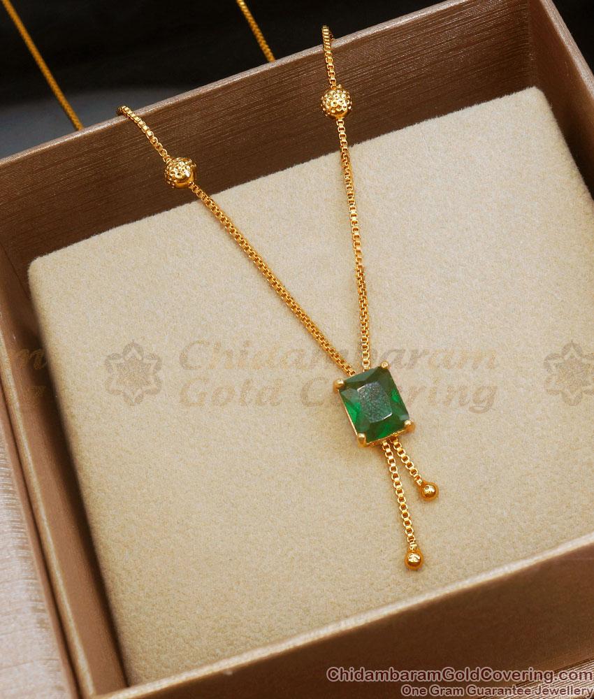 Stunning Emerald Stone Gold Plated Small Dollar Chain Shop Online SMDR2015
