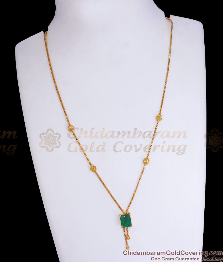 Stunning Emerald Stone Gold Plated Small Dollar Chain Shop Online SMDR2015