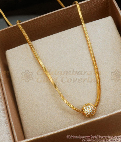 Unique Pattern Gold Plated Chain With White Ball Pendant Shop Online  SMDR2017
