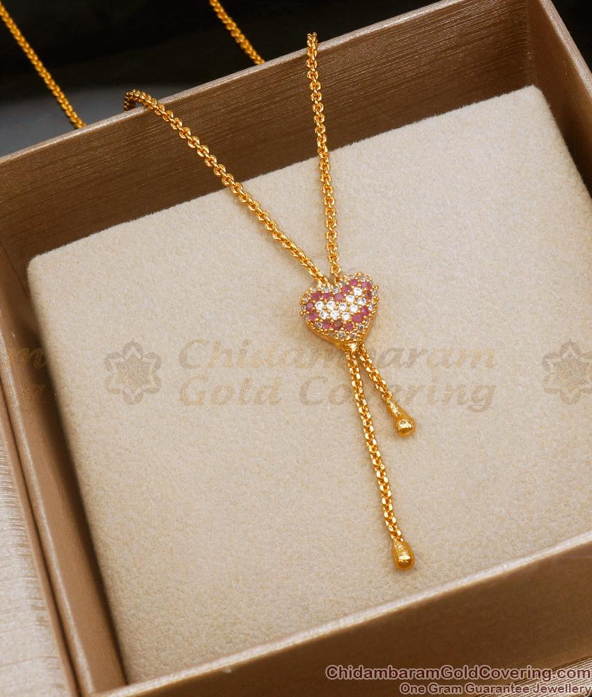 Stylish Heart Shaped Gold Plated Pendant Chain Shop Online SMDR2019