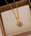 Glittering Amethyst Stone Gold Plated Pendants With Chain SMDR2024