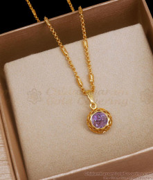 Glittering Amethyst Stone Gold Plated Pendants With Chain SMDR2024 Glittering Amethyst Stone Gold Plated Pendants With Chain SMDR2024