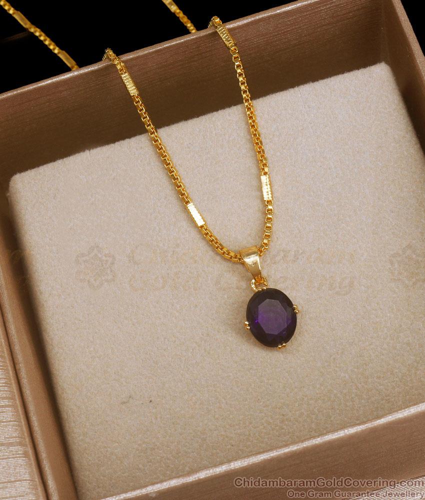 Single Amethyst Stone Gold Imitation Pendant Chain Shop Online SMDR2028