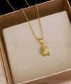 Beautiful Dolphin Gold Pendant Chain Green Emerald Stone Designs SMDR2029