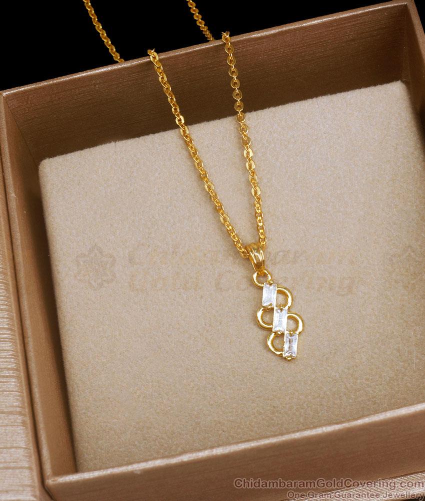 Stylish White Ad Stone Gold Plated Small Dollar Chain Designs SMDR2034